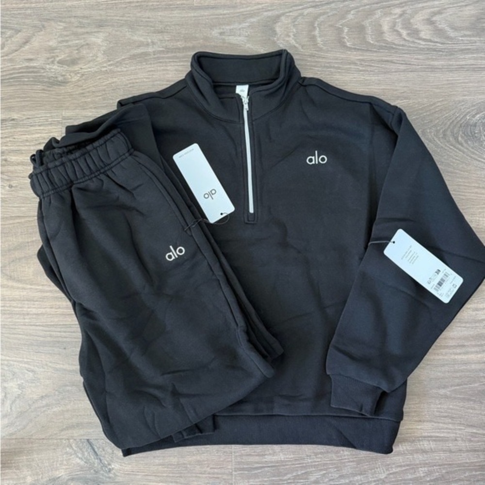 Alo black quarter zip set size small